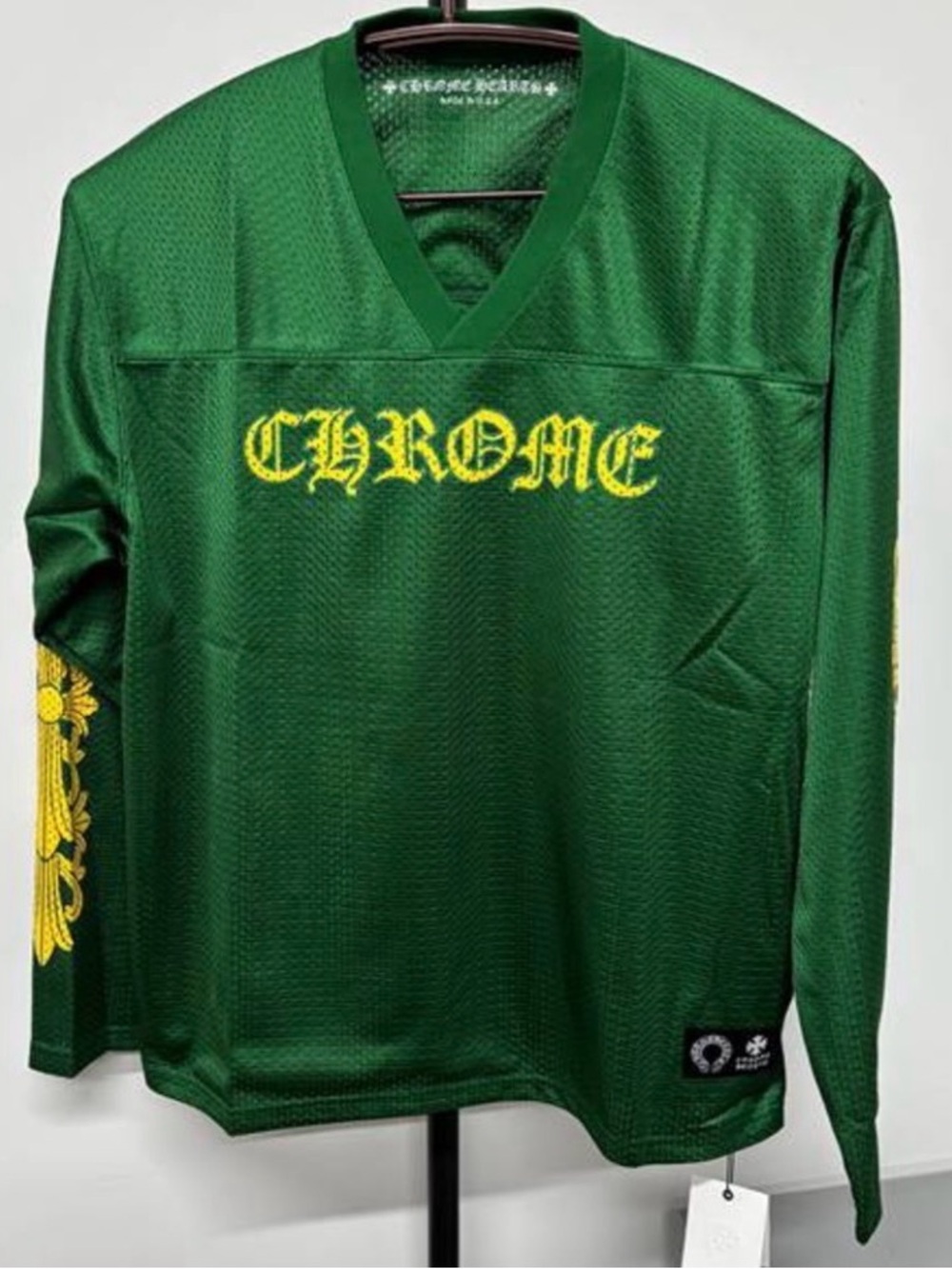 Chrome Hearts Mesh Warm Up Jersey Green and Yellow Long XL